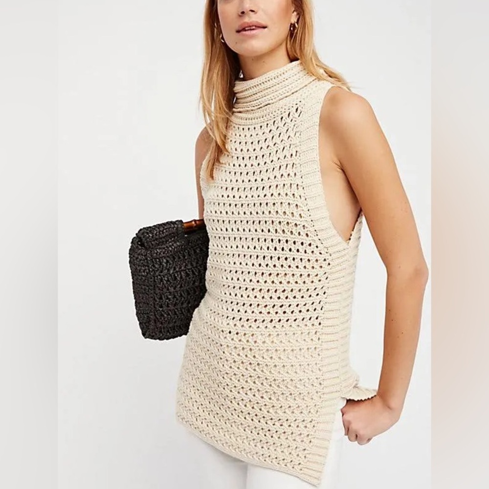 Free People Northern Lights Sweater Vest in Cream/Beige